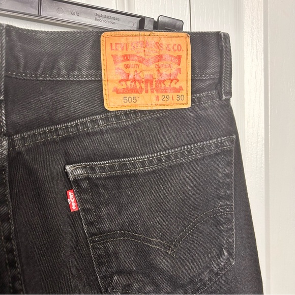 Levi's Jeans 505 Mens 29x30 Black Dark Straight Leg Regular Fit Cotton - Picture 5 of 8